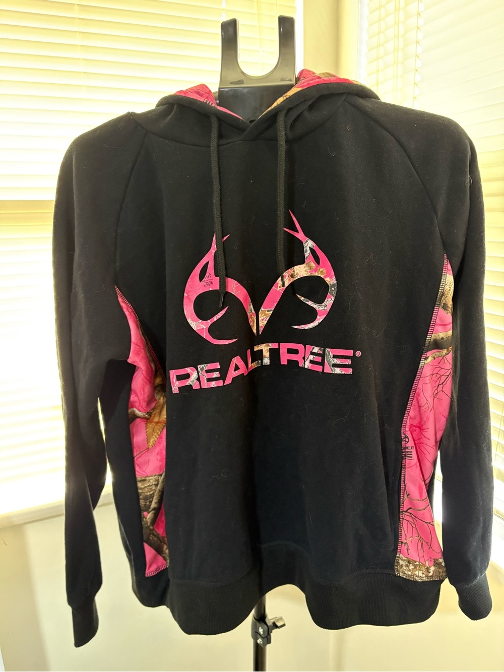 Realtree Black Hoodie with Pink Camo Logo and Panels